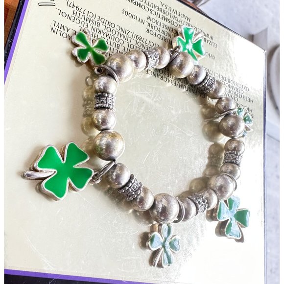 Vintage Four Leaf Clovers Stretch Bracelet St Patrick's Day Parade Party… - Picture 7 of 11